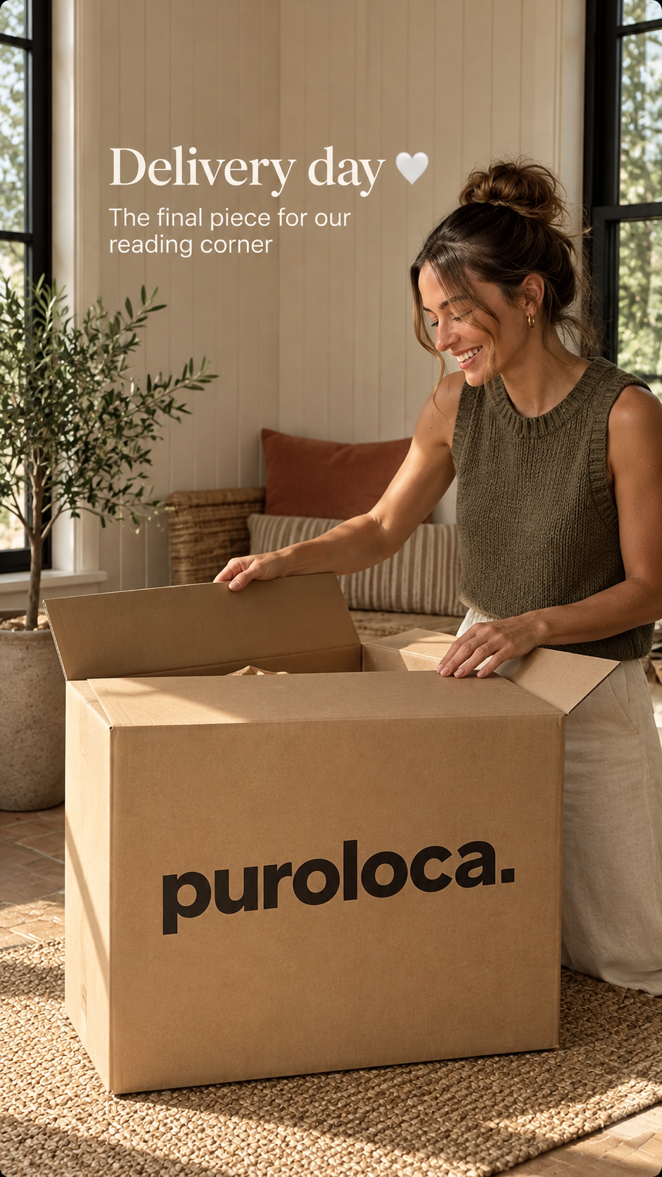 Customer unpacking a Puroloca home goods order